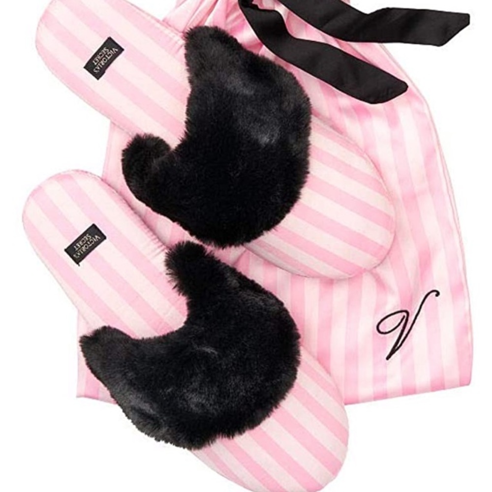 Victoria’s Secret striped pink slippers